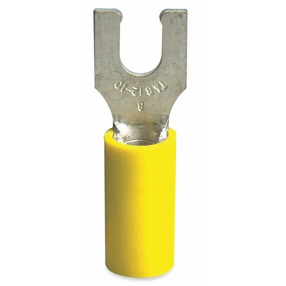 Sta-Kon Fork Terminal,Tin,Copper,Yellow,PK50  10RC-10FL