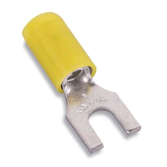 Sta-Kon Fork Terminal,Tin,Copper,Yellow,PK50 10RC-8F