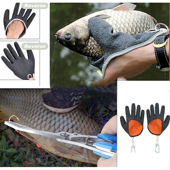 Stab-Proof Fishing Gloves - Magnetic, Cut Resistant Work Gloves for Anglers, High-Density Protective Coating, One Size Fits Large