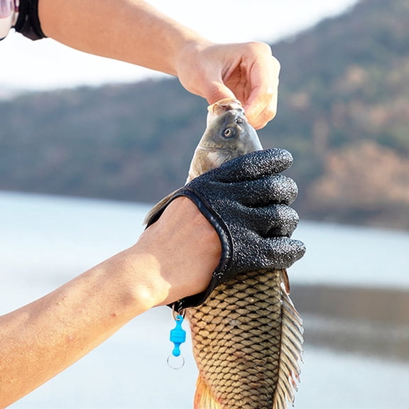Stab-Proof Magnetic Fishing Gloves, Wenini Heavy Duty Angler Gloves for Grip Slippery Fish Cleaning, One Size Fits Men Large Hands for Fishing Hunting Farming Outdoor Sports