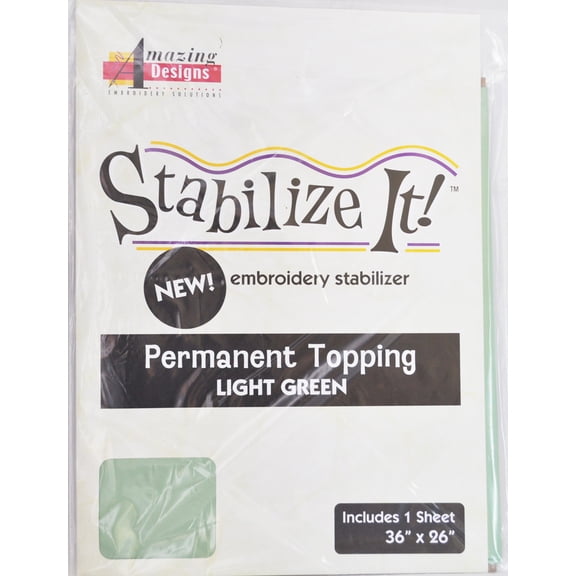 Stabalize It Embroidery Stabalizer. Permanent Topping Light Green
