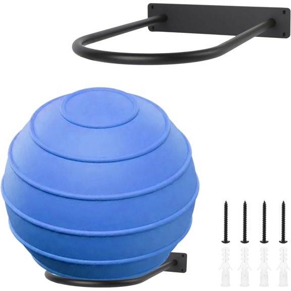 Stability Ball Holder Wall Mount - Heavy Duty Exercise & Yoga Storage Rack for Home, Studios, and Commercial Gyms Space-Saving Design Balls up to 85cm(Black 2-pack)