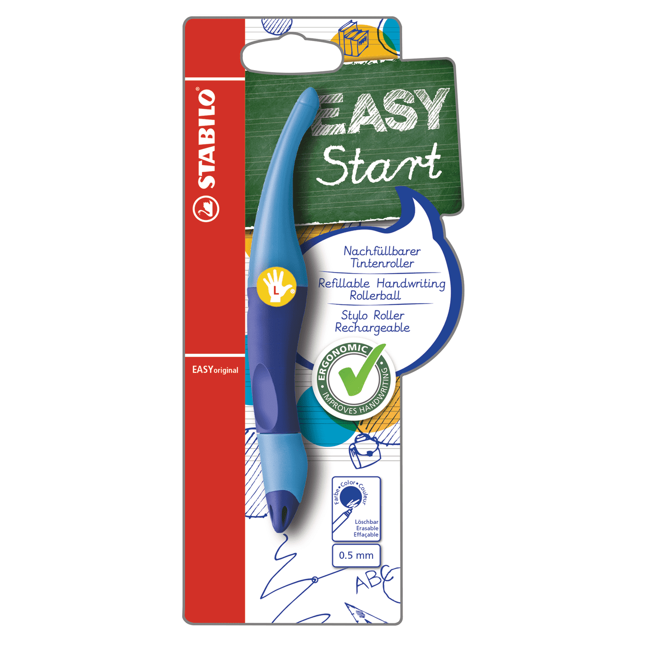 Stabilo EASYoriginal Rollerball Pen, Left-Handed, Dark Blue/Light Blue