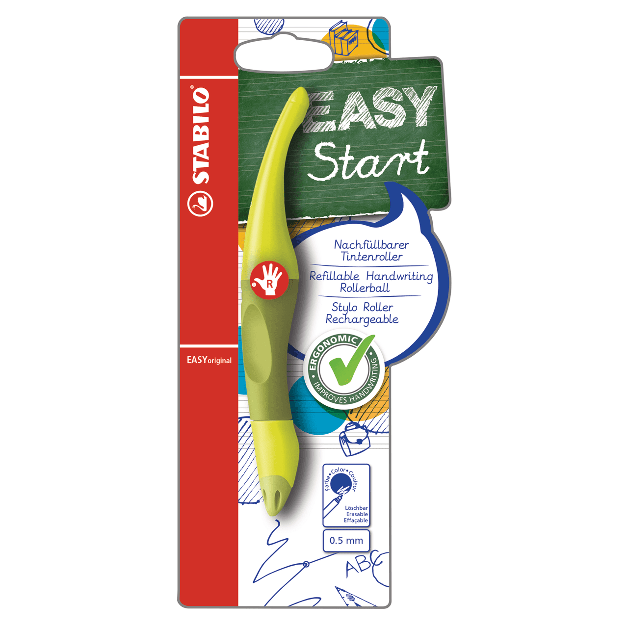 Stabilo EASYoriginal Rollerball Pen, Right-Handed, Lime/Green