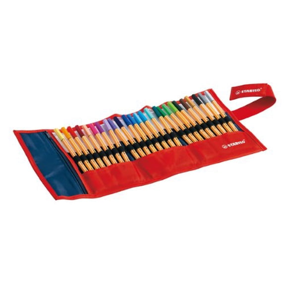 Stabilo Point 88 Fineliner Pens, 0.4 mm - 25-Color Rollercase Set