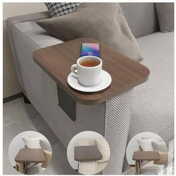 Stable Arm Table TrayAdjustable Width Clip-On Sofa Armrest TrayArmchair Table for TV DinnersRemotes, Drinks and Snacks