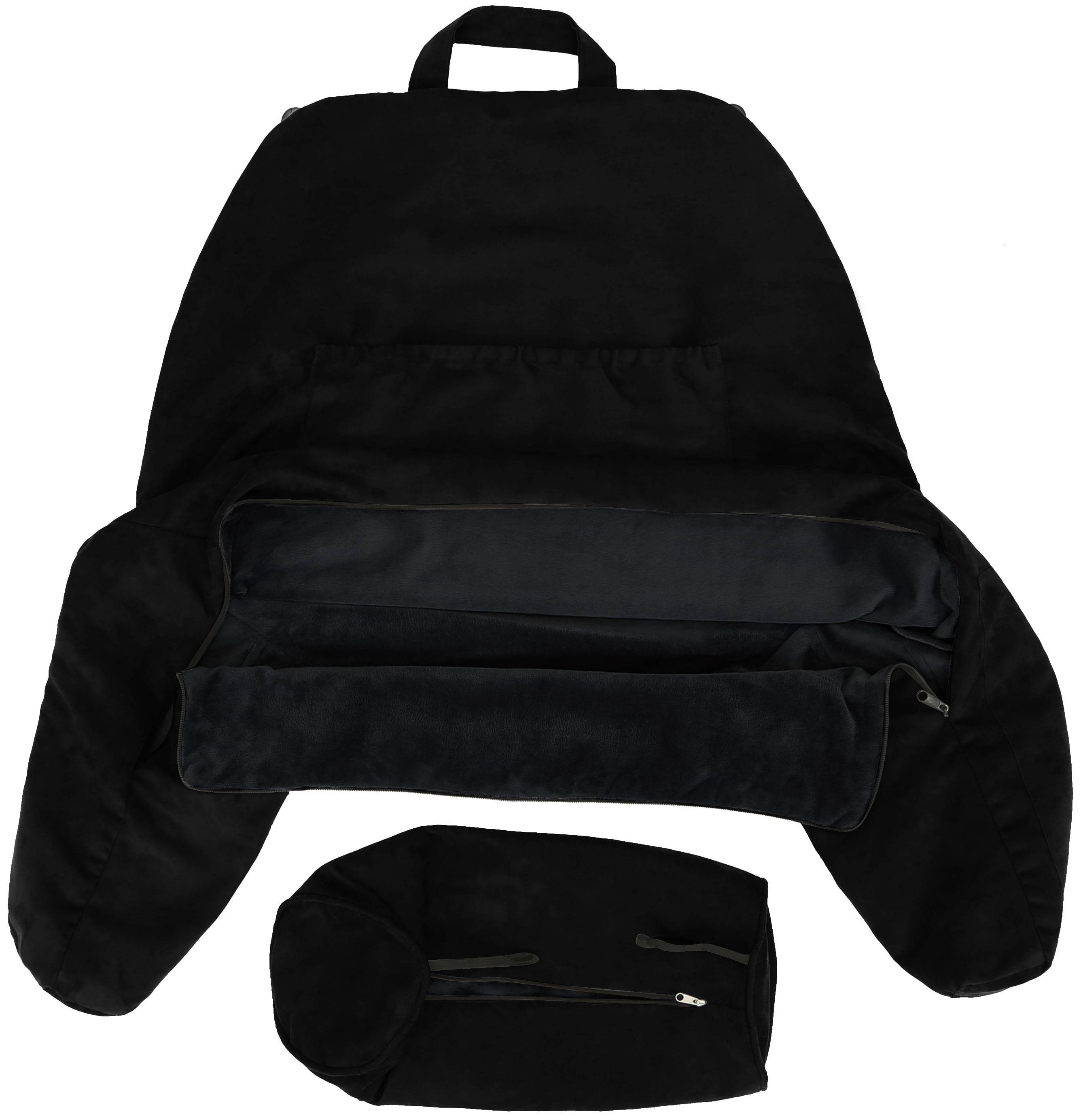 Stable Black Microsuede Reversible Pillow Cover with Arms