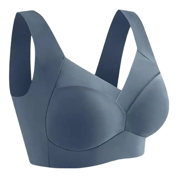 Stable Fit Sports Bra Women's Sports Bra Anti-slip Wire-free Plus Size Mid-aged Female Underwear Push-up Wide Shoulder Strap Full Coverage for Jogging