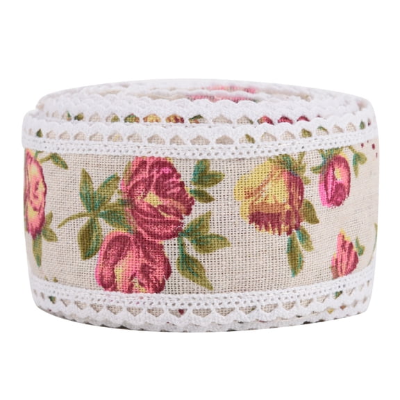 Stable Flower Hessian Ribbon, Unvarnished Natural Printed Burlap Durable 5m for Wedding Home