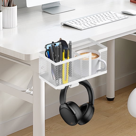 Stable Gaming Desk Cup Holder With Headphone Hanger Space Saving Multifunction Clip on Cup Holder for Water Bottle Phone and Pen