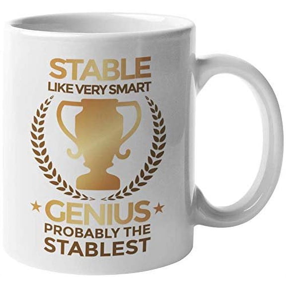 Stable Like Very Smart. Genius, Probably The Stablest. Funny Coffee & Tea Gift Mug For A Nerd, Smart Student, Coworker, Mom, Dad, Wife, Husband, Mommy, Daddy, Mama, Father, Mother, Women & Men (11oz)