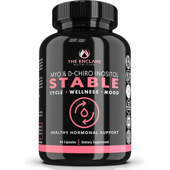 The Enclare Nutrition Myo & D-Chiro Inositol, 40:1 Blend Hormone Balance, Pms Relief, 60ct with Box