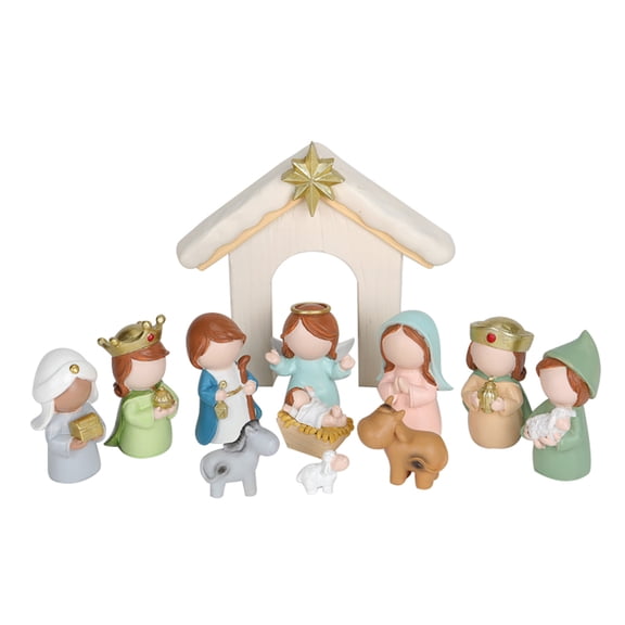Stable Nativity Scene Statue Christmas Nativity Figurines Holy Family Collectable Decors,Table Ornaments for Indoor
