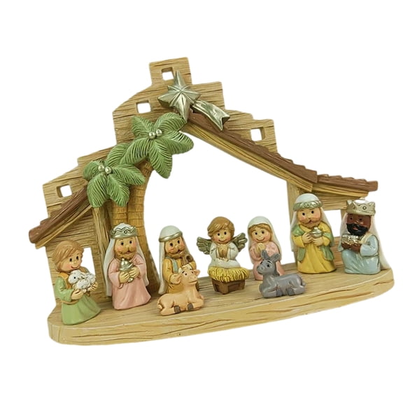Stable Nativity Scene Statue Christmas Nativity Figurines Holy Family Collectable Decors,Table Ornaments for Indoor