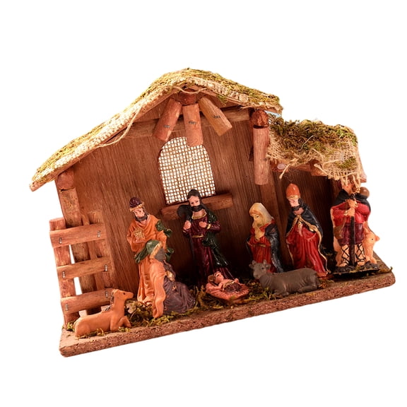 Stable Nativity Scene Statue Christmas Nativity Figurines Holy Family Collectables Decors,Table Ornament for Indoor