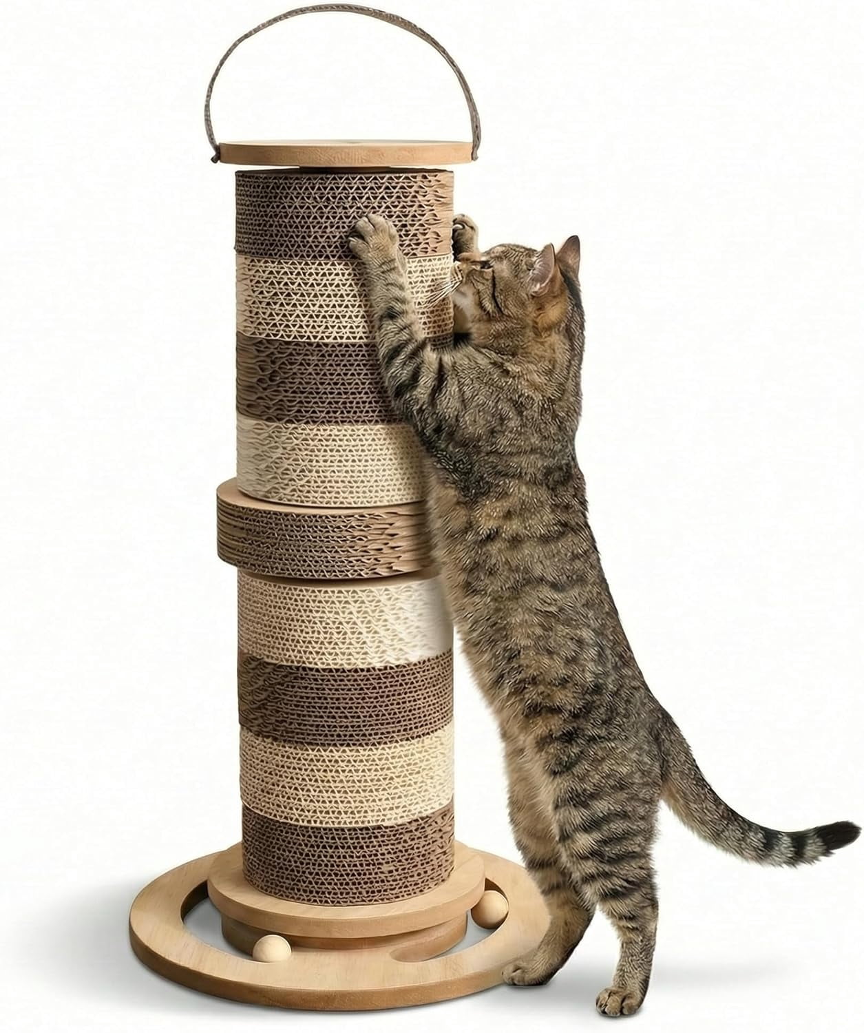 Stable Vertical Cat Scratching Post for Indoor Cats, Durable Cardboard Design with Replaceable Refills, Space-Saving Cat Scratcher