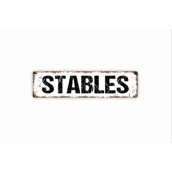 Stables Sign - Horse Corral Barn Tack Room Farm Ranch Farmhouse Rustic Street Metal Aluminum Sign or Door Name Plate Plaque - Size: 16 x 4 Inches
