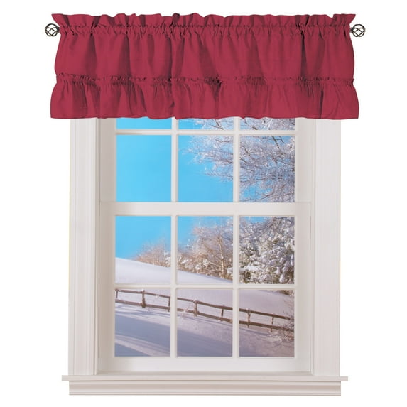 Stacey Ruffled Window Valance with Rod Pocket Top - Classic Home Decor Staple for Any Room