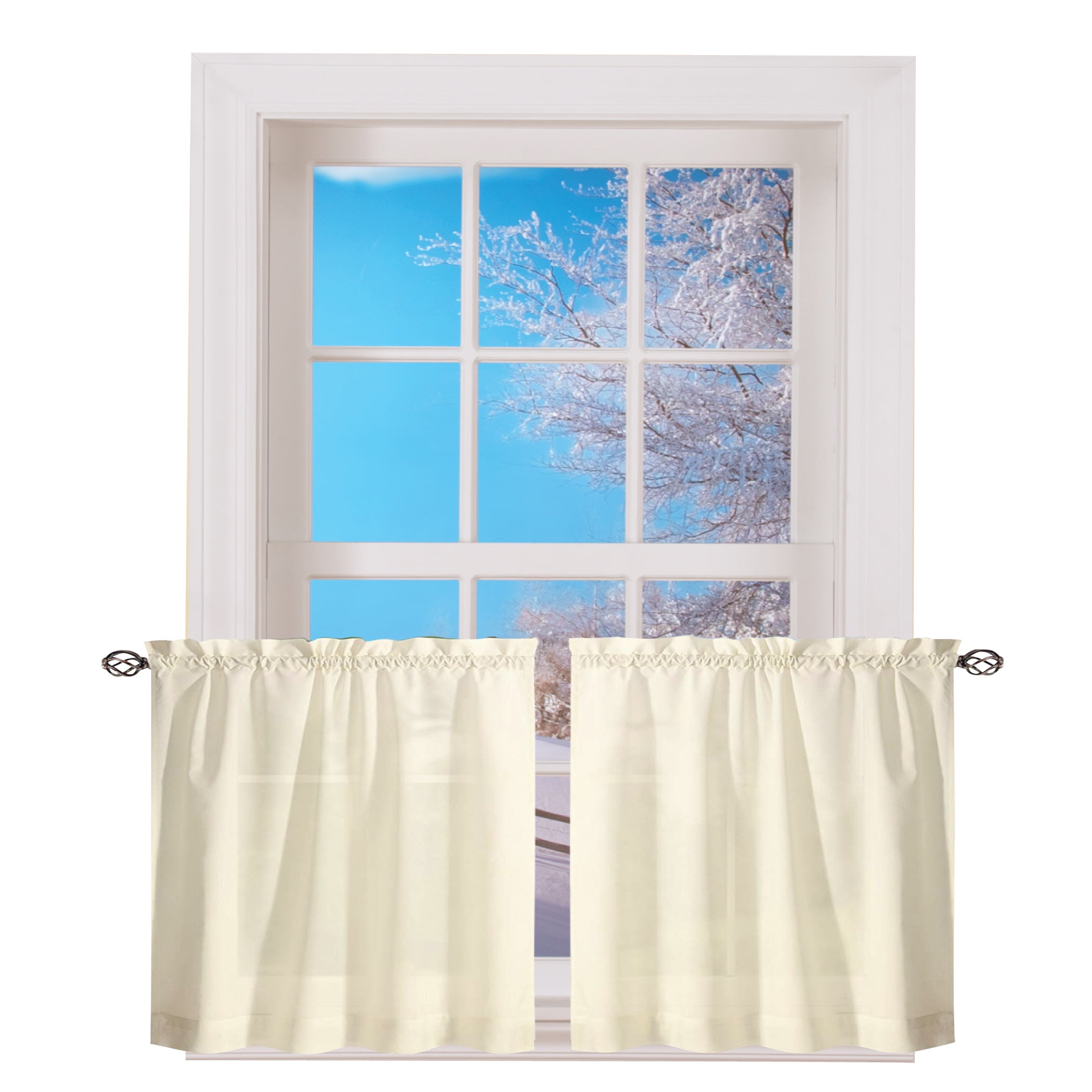 Stacey Ice Cream Sheer Rod Pocket Window Tier Pair