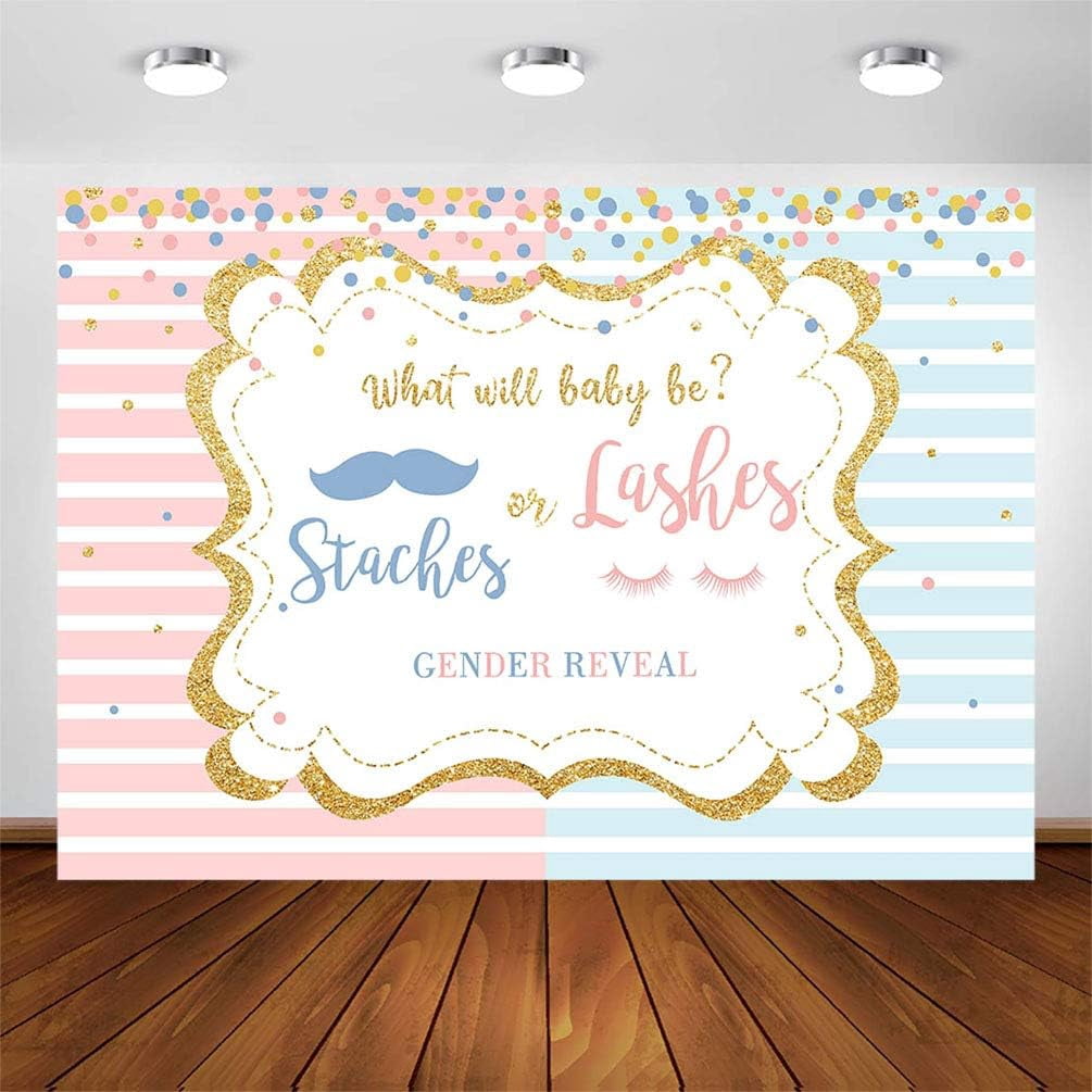 Staches Or Lashes Gender Reveal Backdrop Pink Or Blue Mustaches Or staches-or-lashes-gender-reveal-backdrop-pink-or-blue-mustaches-or