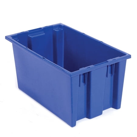 Global Industrial 274311BL Plastic Stack & Nest Storage Container - No Lid - 18 x 11 x 6 in. - Blue