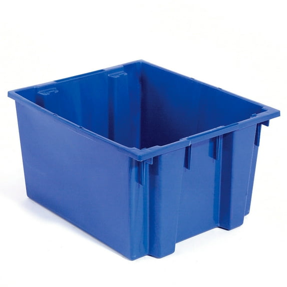 Global Industrial 274318BL Plastic Stack & Nest Storage Container - No Lid - 23.5 x 19.5 x 13 in. - Blue