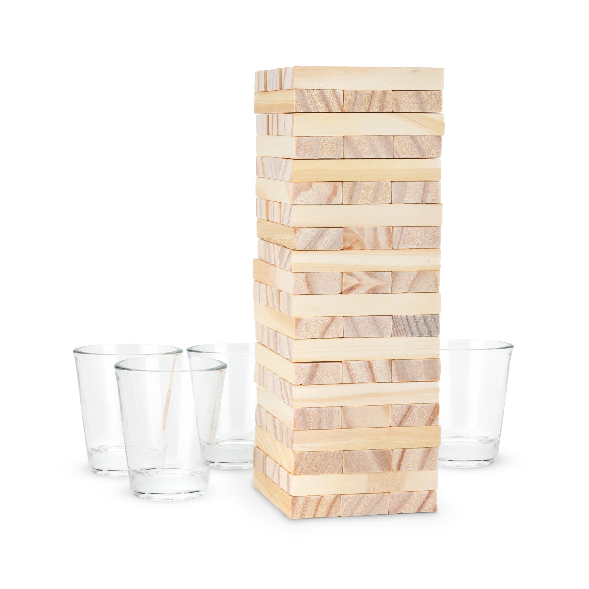 ICUP iPartyHard - Drunken Tower: The Grab A Piece Adult Drinking Game  includes 60 wooden blocks^ 4 glass shot glasses