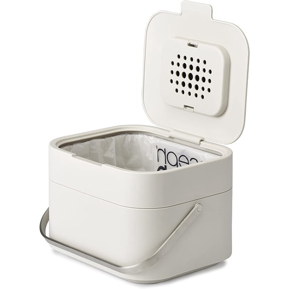 Stack Kitchen Food Intelligent Waste Compost Caddy Recycling Bin with Odor Filter, 4 Litre / 1 Gallon - Stone