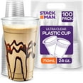 thumbnail image 1 of Stack Man [100 Pack - 24 oz.] Clear Disposable Plastic Cups PET Crystal Clear Disposable 24oz Plastic Cups, 1 of 5