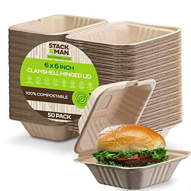 https://i5.walmartimages.com/seo/Stack-Man-BG-60HT1K-100-Compostable-Clamshell-Take-Out-Food-Containers-6x6-50-Pack-Heavy-Duty-Quality-go-Containers-Natural-Disposable-Bagasse-Eco-Fr_8b892cd0-54cd-410f-b029-f571580c043a.de1daac0561f1547279d5fd4d641c96c.jpeg?odnHeight=768&odnWidth=768&odnBg=FFFFFF