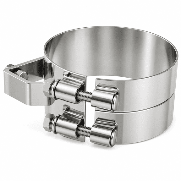 Stack Mounting Bracket 6in Compatible with Kenworth Aerocab Universal Applications Polished Stainless Steel Wide 2 Bolt Clamp Compatible with 50BJUB600SCP
