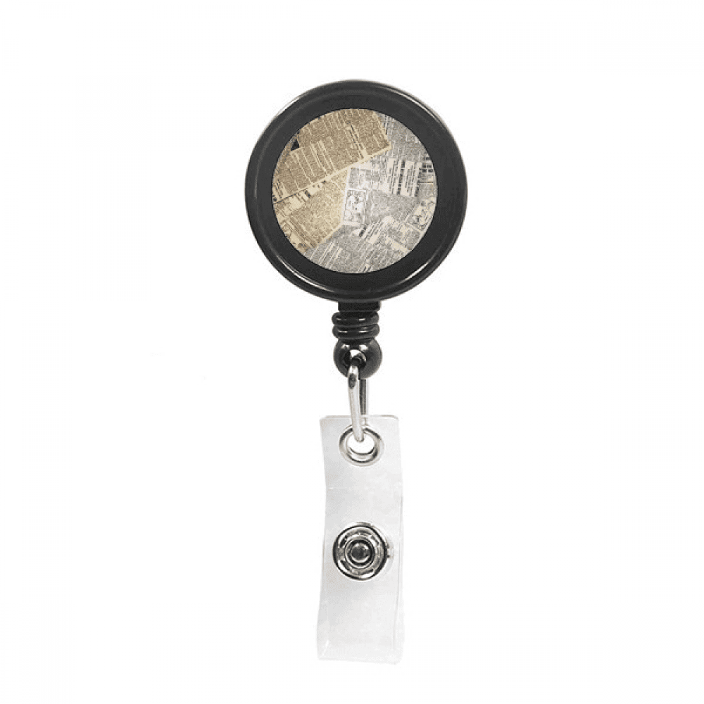 Stack Newspaper Clutter Art Deco  Fashion Retractable Keychain Badge Holder ID Badge