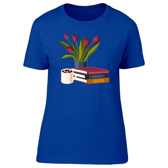 Stack Of Books And Coffee T-Shirt Women -Image by Shutterstock, Female Small
