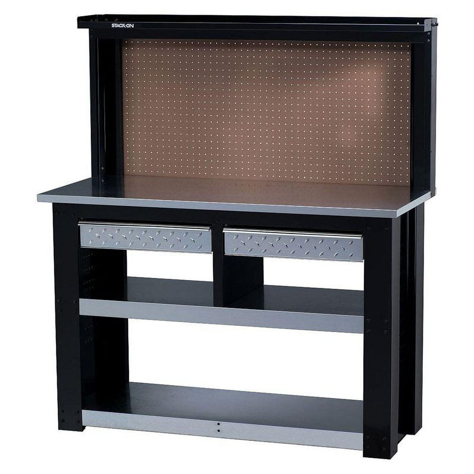 Stack On 54 in. Professional Steel Workbench with Back Wall Storage