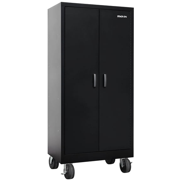 Stack-On Tall Steel Storage Locker 4 Shelves, Rolling Cabinet