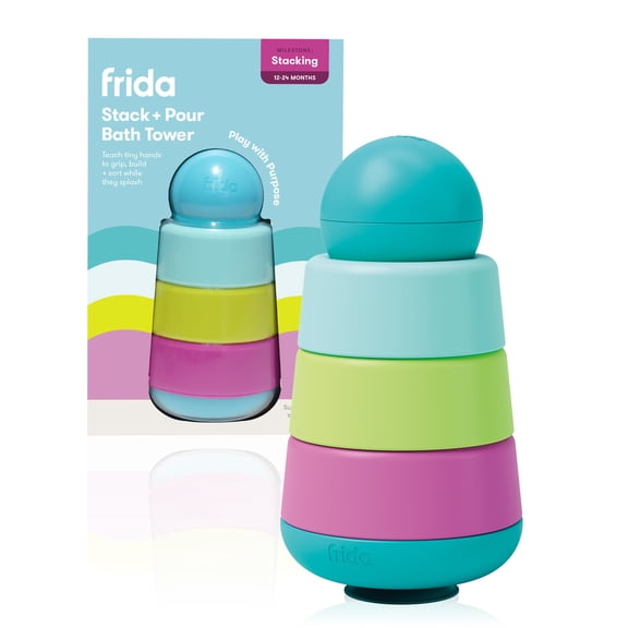 Frida Baby Stack + Pour Bath Tower Bath Toy, Tub Toys for Toddlers