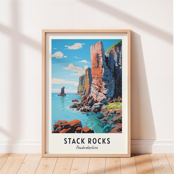 Stack Rocks Pembrokeshire Wall Art Print, Coastal Decor