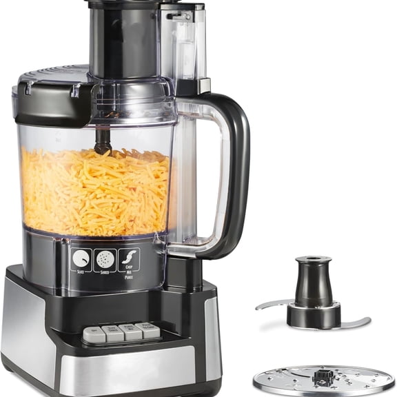 Stack & Snap Food Processor and Vegetable Chopper, BPA Free, Stainless Steel Blades, 12 Cup Bowl, 2-Speed 450 Watt Motor, Black