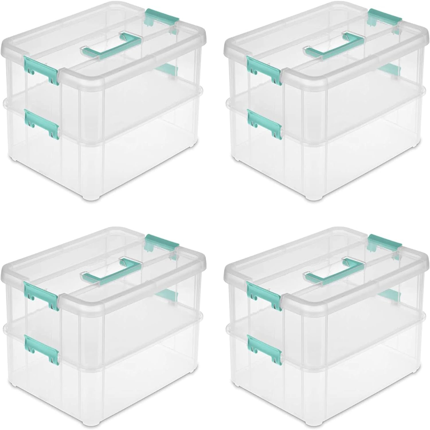 Stack and Carry 2 Layer Handle Box Stackable Plastic Small Container