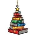 thumbnail image 1 of Stack of Books Christmas Ornament Suncatcher, Acrylic Tree Decor Ornaments Gifts for Book Lovers, Librarians, Reader, 1 of 8