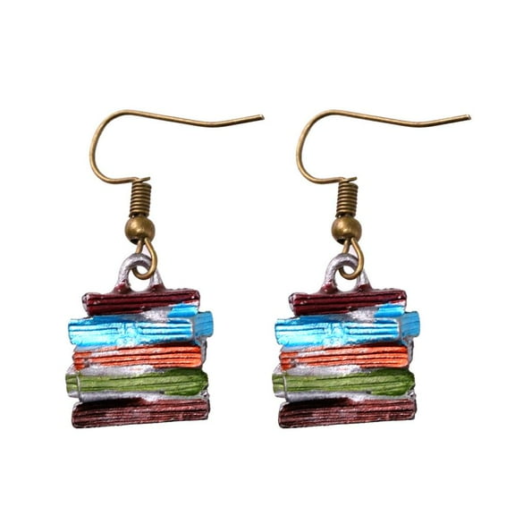 Stack of Books Earrings Stud Drop Dangle Hook Women 2021 Pendant Multicolor W7B1