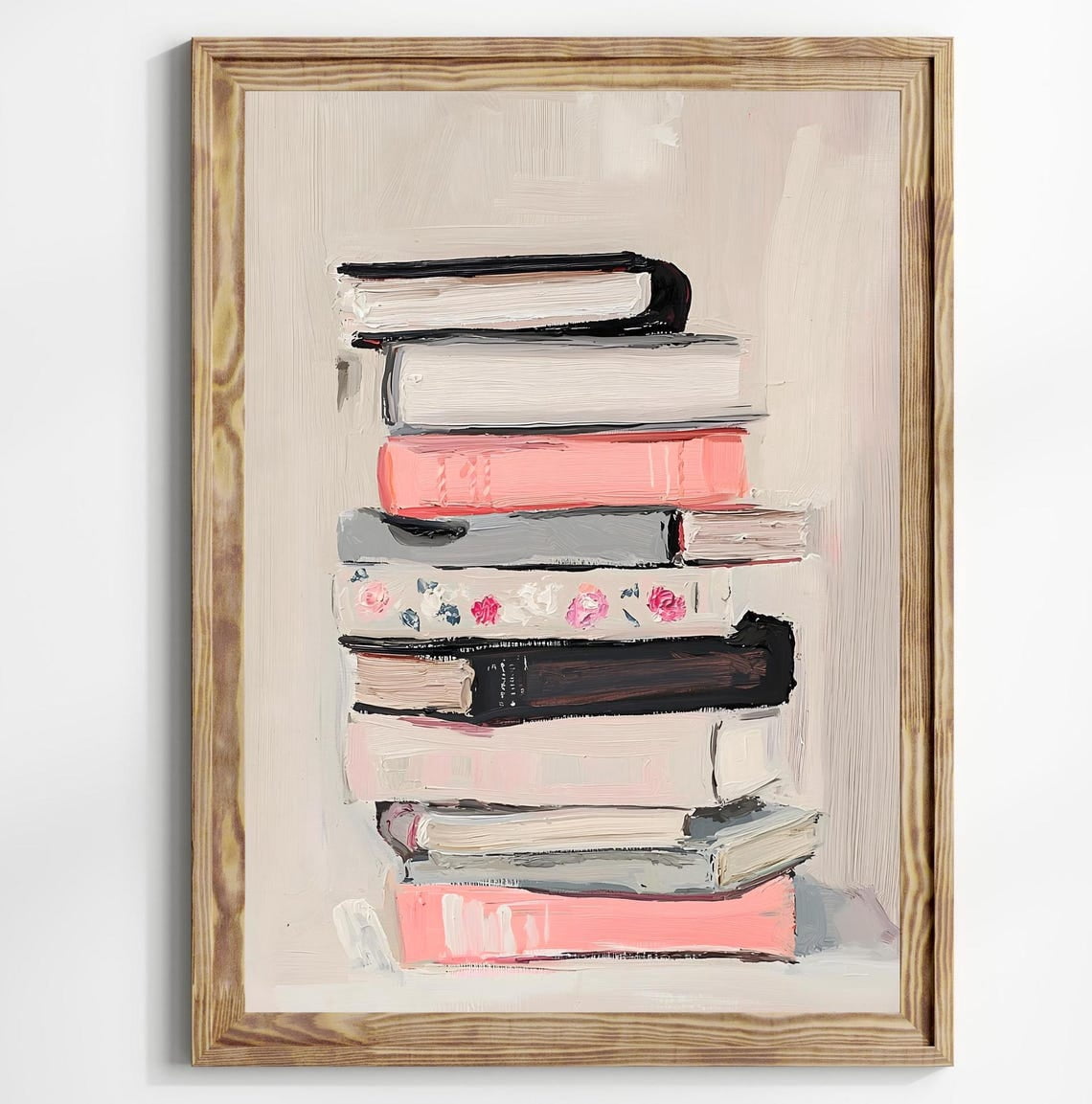 Stack of Books Pastel Book Lover Poster Bookworm Goth Wall Art Flowers ...