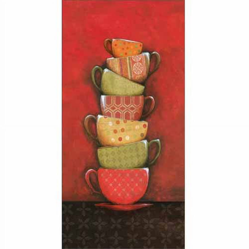 Stack of Kitchen Coffee Cup Patterned Mugs Polka Dots Painting Red & Black Canvas Art by Pied Piper Creative