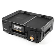 StackTech Lockable Tool Box, Durable Plastic Storage Organizer, Black
