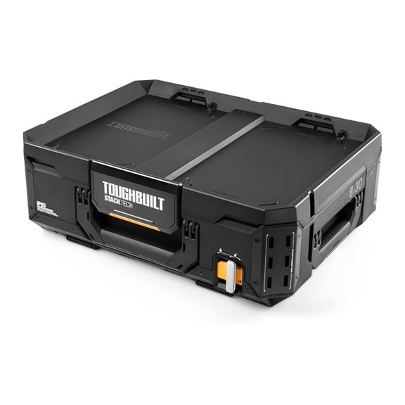 StackTech Lockable Tool Box, Modular Storage with Auto-Locking System, IP65 Protection & Accessory Rails (TB-B1-B-30)