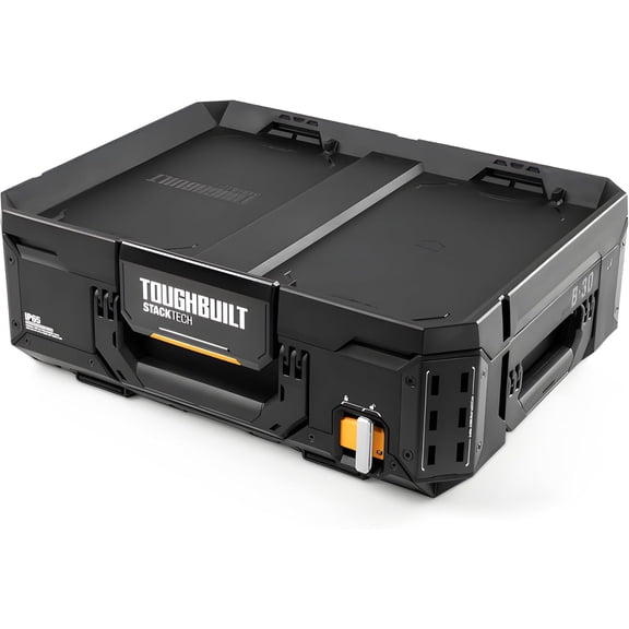 StackTech Lockable Tool Box, Modular Storage with Auto-Locking System, IP65 Protection & Accessory Rails (TB-B1-B-30)