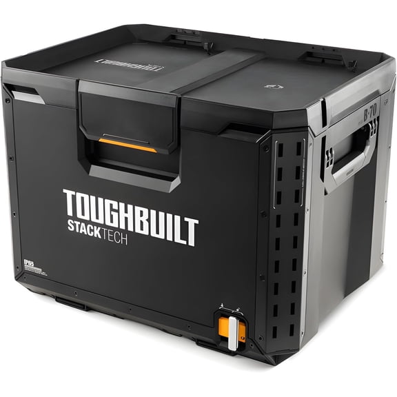 StackTech XL Tool box Organizer with Lock and Removable Tray, Black