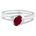 thumbnail image 1 of Stackable 0.55 Ctw Oval Ruby Gemstone 925 Sterling Silver Women Engagement Ring, 1 of 4