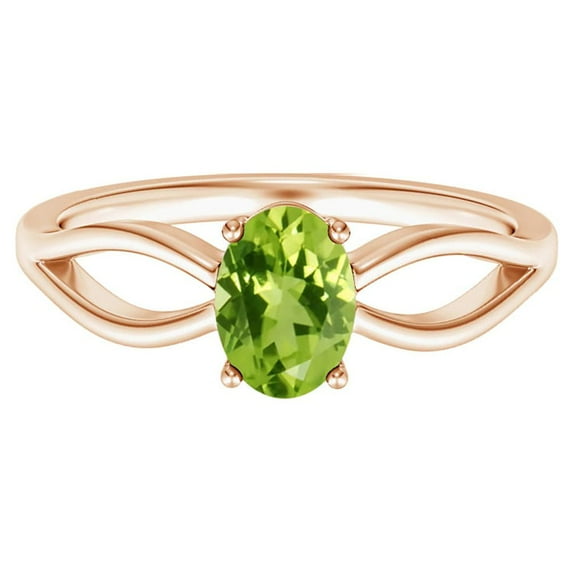 Stackable 0.65 Ctw Oval Peridot Gemstone 925 Sterling Silver Women Engagement Ring