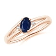 thumbnail image 1 of Stackable 0.75 Ctw Oval Blue Sapphire 925 Silver Rose Plated Valentine Ring, 1 of 4
